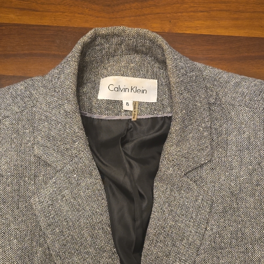 Calvin Klein Gray Wool Coat with Textured Finish